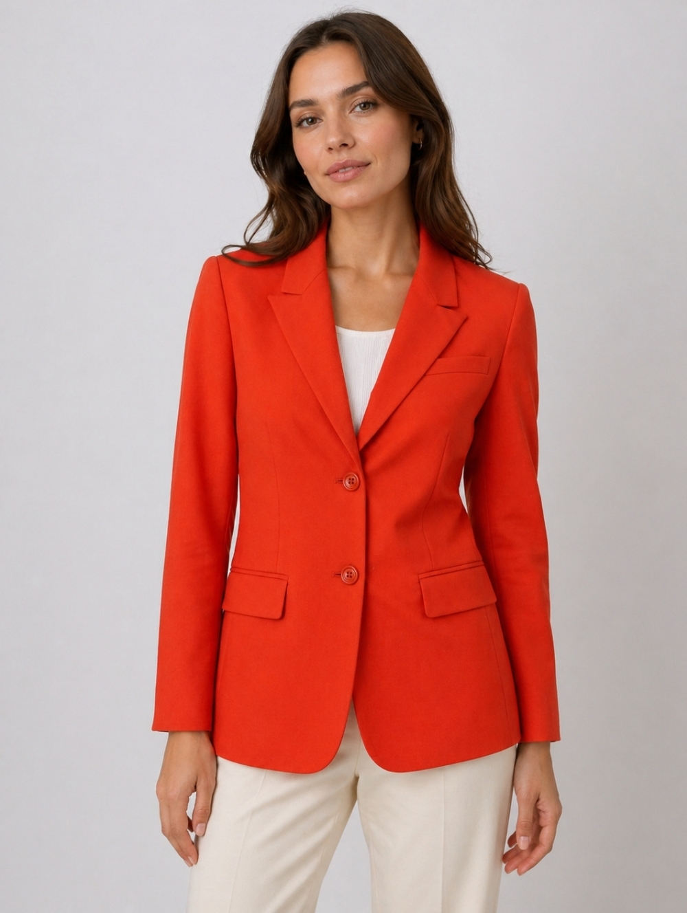 Pendleton Womens Size 14 Bright Orange 99% Virgin Wool Blazer 2 Button Back Slit